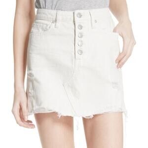 Free People Destroyed Denim Mini Skirt
